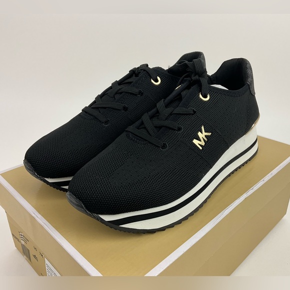 Michael Kors Monique Knit Trainer Black Sneakers New In Box - Picture 1 of 10